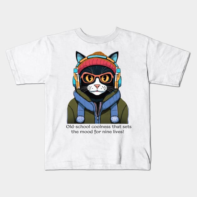 Black Cat .Old-school coolnes that sets the mood for nine lives Kids T-Shirt by Mariia Tsymbala